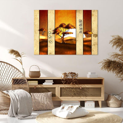 Bilder auf Leinwand 100x70cm Leinwandbild Modern baum savanne wüste Gross Wanddeko Bild Schlafzimmer