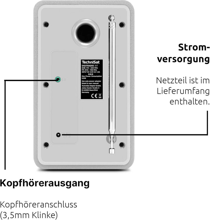 TechniSat DIGITRADIO 317 - Vertikales DAB+ UKW Radio mit Bluetooth Audiostreaming, Radiowecker, Slee