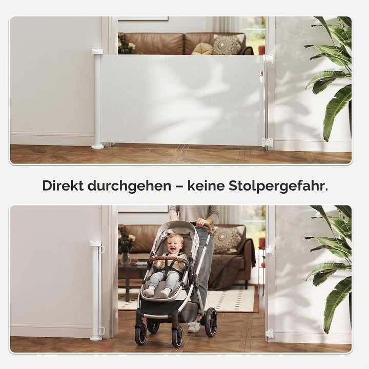 PawHut Treppenschutzgitter Ausziehbar 0-136cm 87 cm Hoch Türschutzgitter Treppenschutzrollo Absperrg