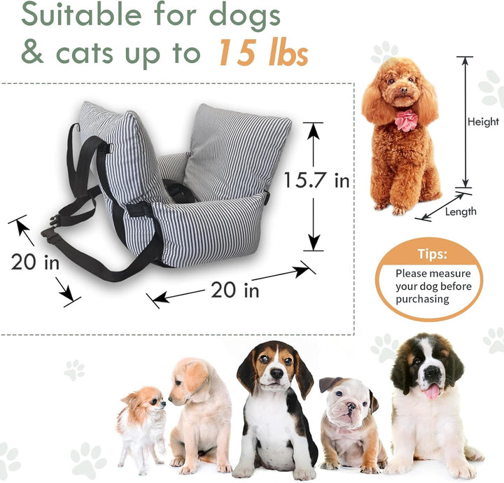 Hunde-Autositz für kleine, mittelgrosse Hunde – erhöhter Haustiersitz mit Sicherheitsgurt, rutschfes
