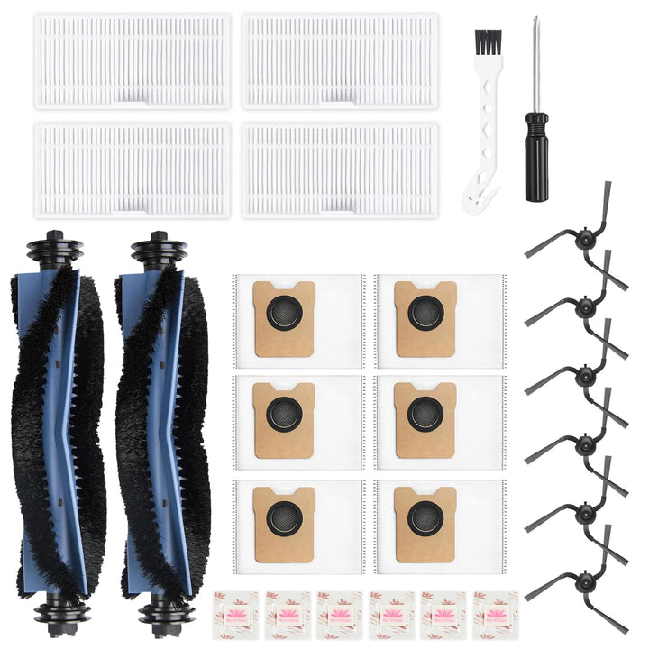 26 Stück Zubehör für Eufy C10 Saugroboter, Ersatzteil Set | 2 Hauptbürsten, 4 Filter, 6 Seitenbürste