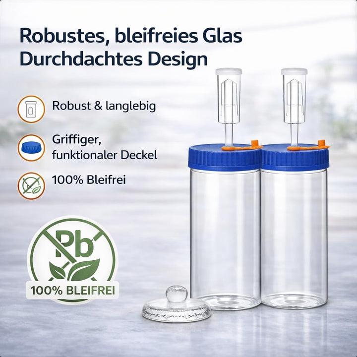 Fermentierglas 1,5L Fermentierset aus Borosilikatglas mit Gewicht für Sauerkraut, Hot Sauce, Met, Ci