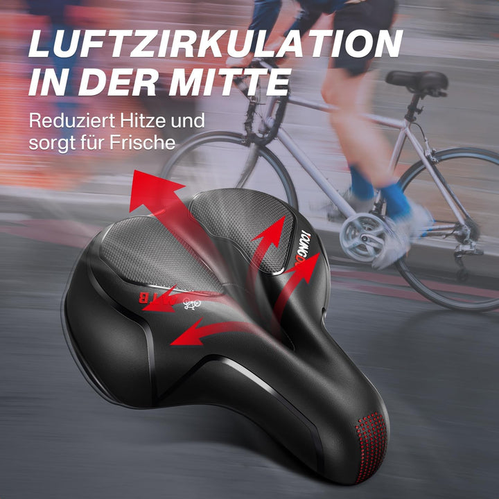 YOUNGDO Fahrradsattel, Gel Fahrradsitz, breiter, weicher, komfortabel atmungsaktiv stossdämpfend, Er