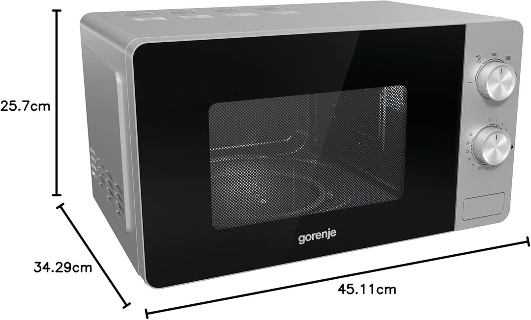 Gorenje MO20E1S Mikrowelle / 800 W, Schwarz, Edelstahl. Inox - Look ‎20 Liter Essential Line, Inox -