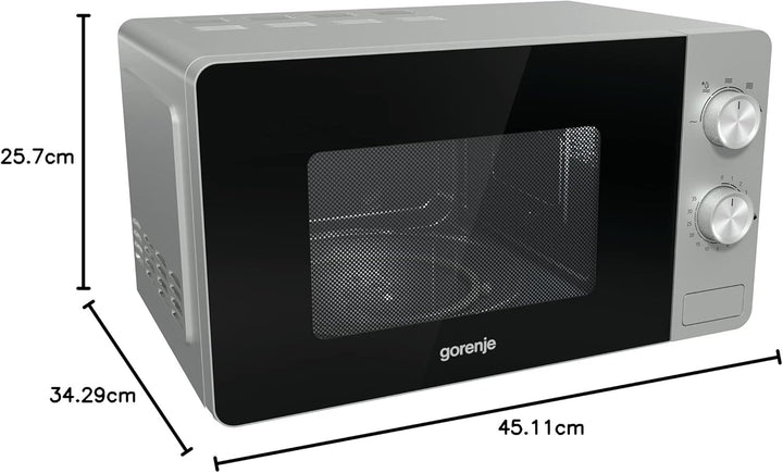 Gorenje MO20E1S Mikrowelle / 800 W, Schwarz, Edelstahl. Inox - Look ‎20 Liter Essential Line, Inox -