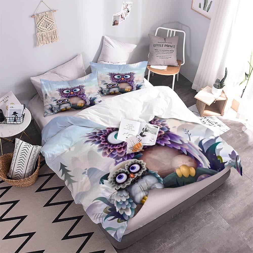 ALABOW Eule Bettwäsche Set 135x200 cm 2teilig mit Reissverschluss Weiche und Angenehme Schlafkomfort