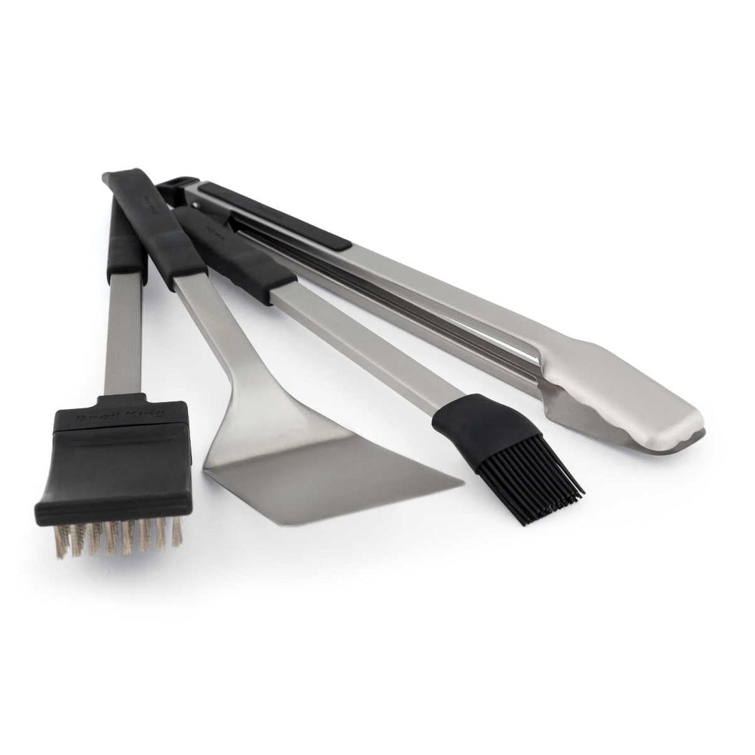 Broil King Baron Grillbesteck Set / 4-teilig - Grillwender, Grillzange, Marinierpinsel & Grillbürste
