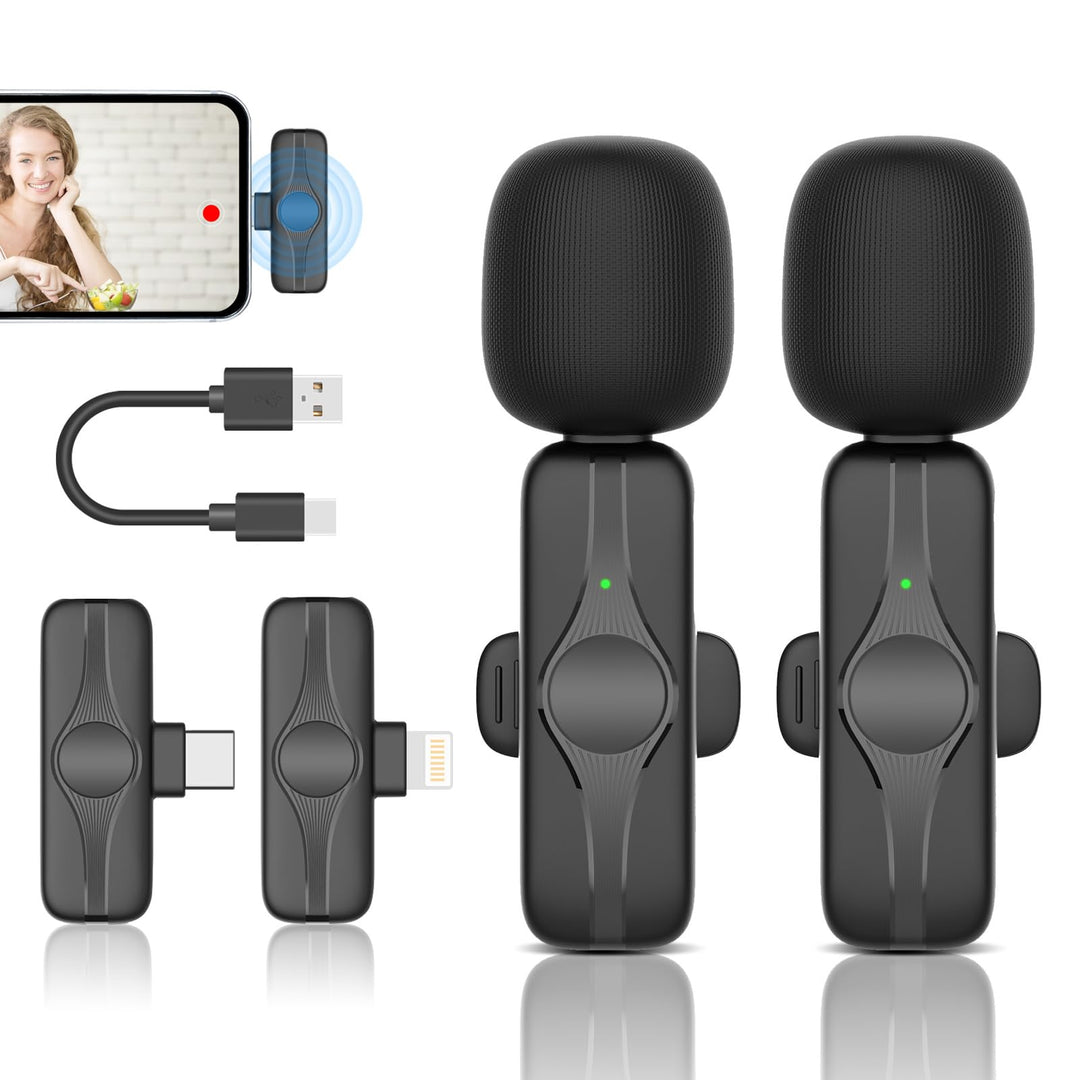 Lavalier Mikrofon Kabellos für iPhone/iPad/Android, 2er Ansteckmikrofon Wireless Mini Mikrofon iPhon