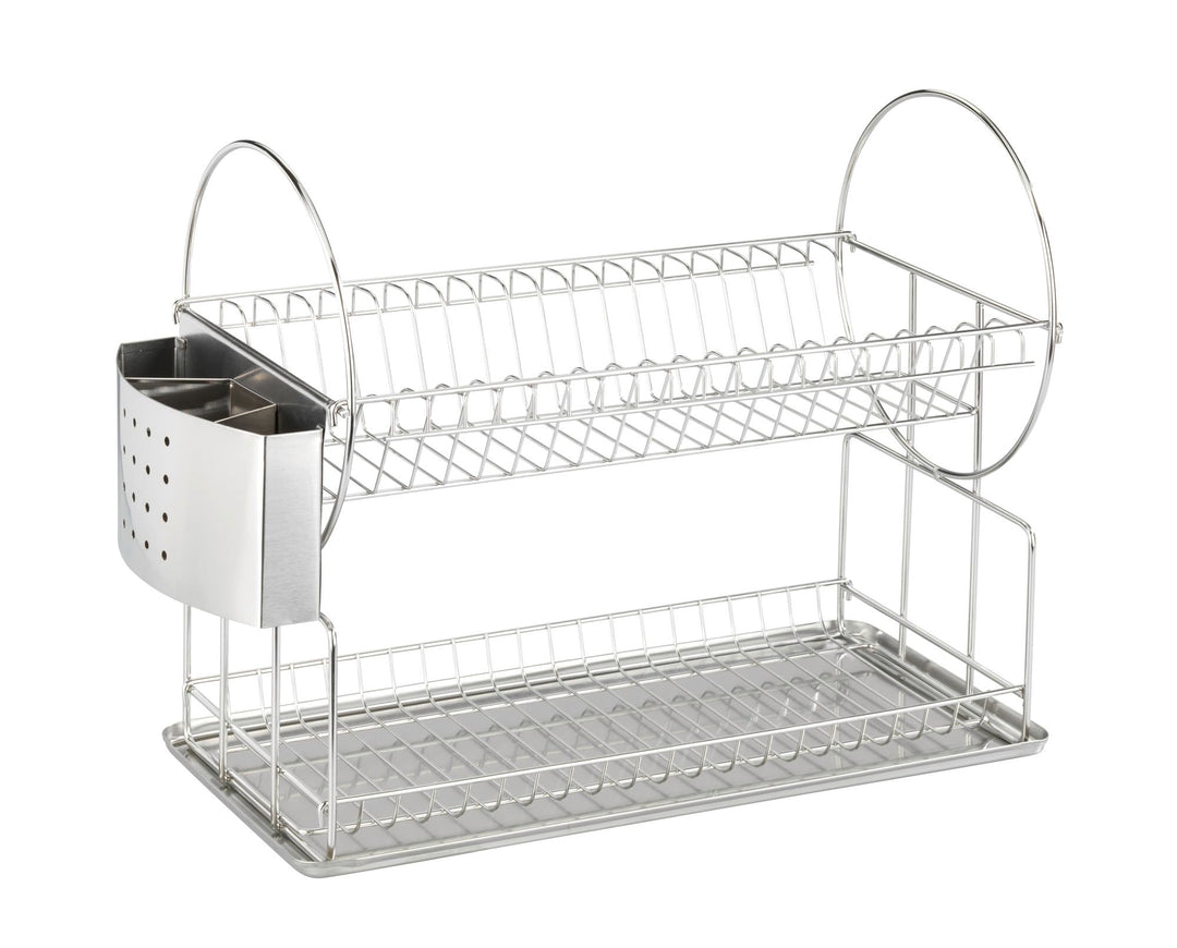 WENKO Geschirrabtropfer Exclusiv Duo - Teller- und Tassenablage, Besteckkorb, Auffangschale, Edelsta