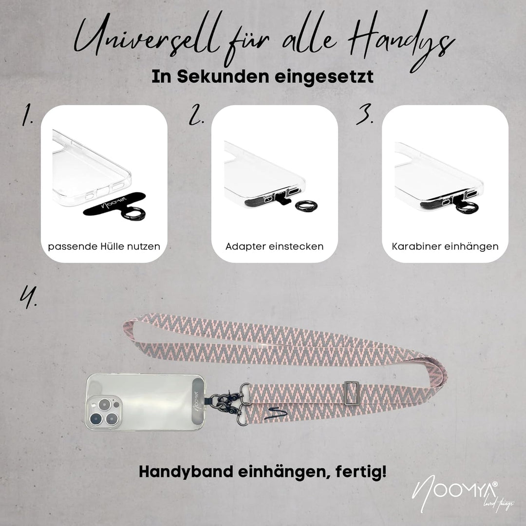 NOOMYA breite Handykette – Handyband universal zum Umhängen mit Adapter, Handy Band verstellbar & ab