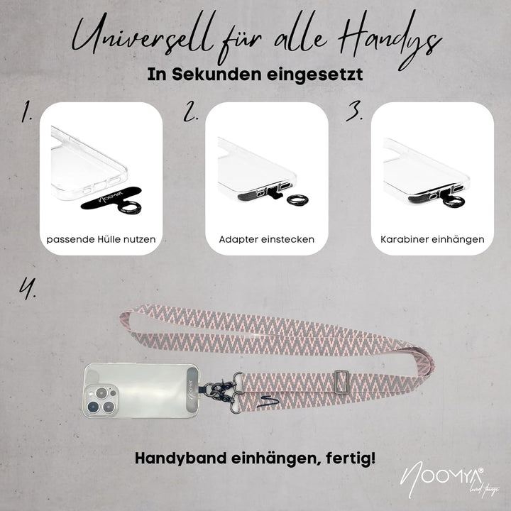 NOOMYA breite Handykette – Handyband universal zum Umhängen mit Adapter, Handy Band verstellbar & ab