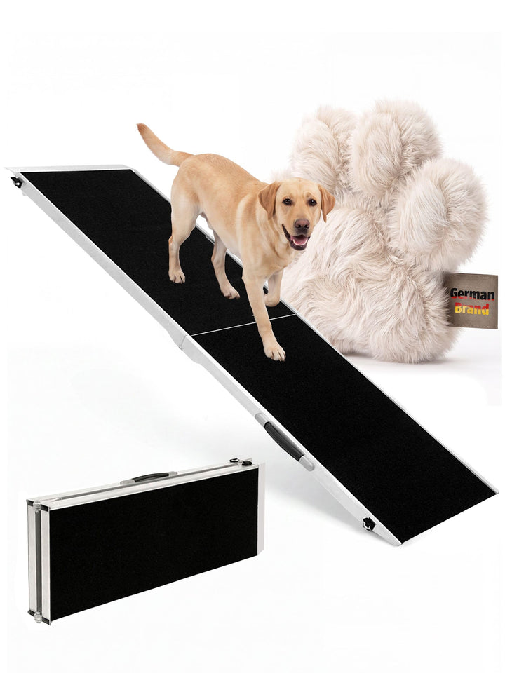 Hunderampe Hundetreppe Länge 155 cm, 150 kg Belastbarkeit Auto Kofferraum Treppen Rampe Einstiegshil