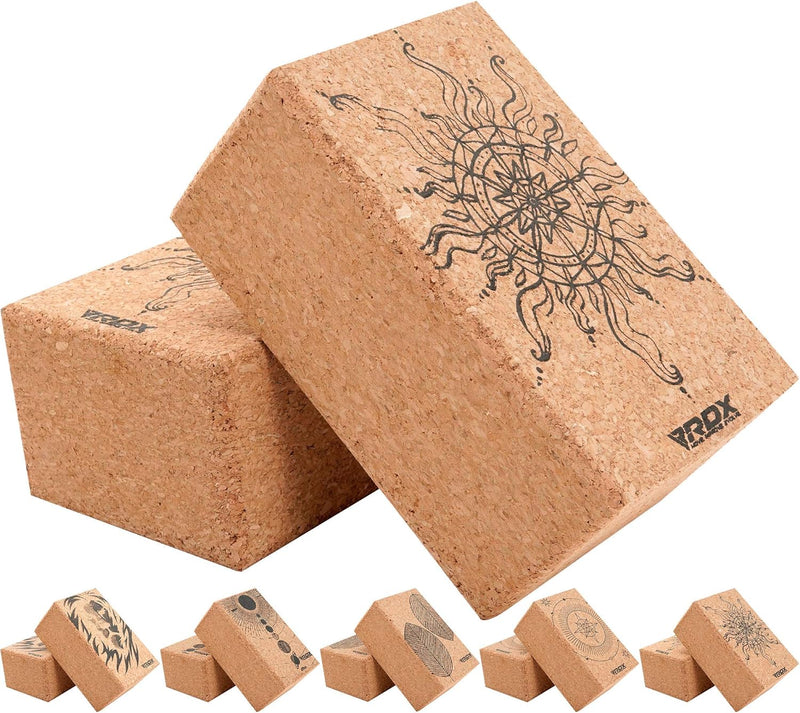 RDX Yoga Cork Block Set, High Density Eva Schaumstoff Rutschfester Blöcke, Leichtes Yogaklotz für Kö