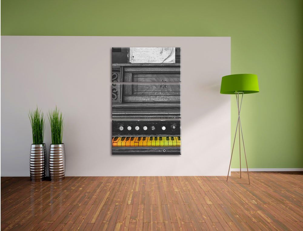 Pixxprint altes Klavier mit bunten Tasten als Leinwandbild/Grösse: 3 Teilig (120x80) cm/Wandbild/Kun