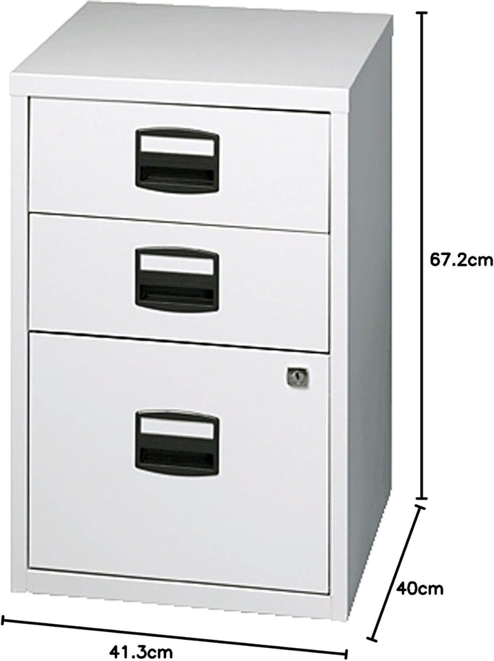 Bisley Home Beistellschrank PFA, 2 Universalschubladen, 1 HR-Schublade, Metall, 645 Lichtgrau, 40 x