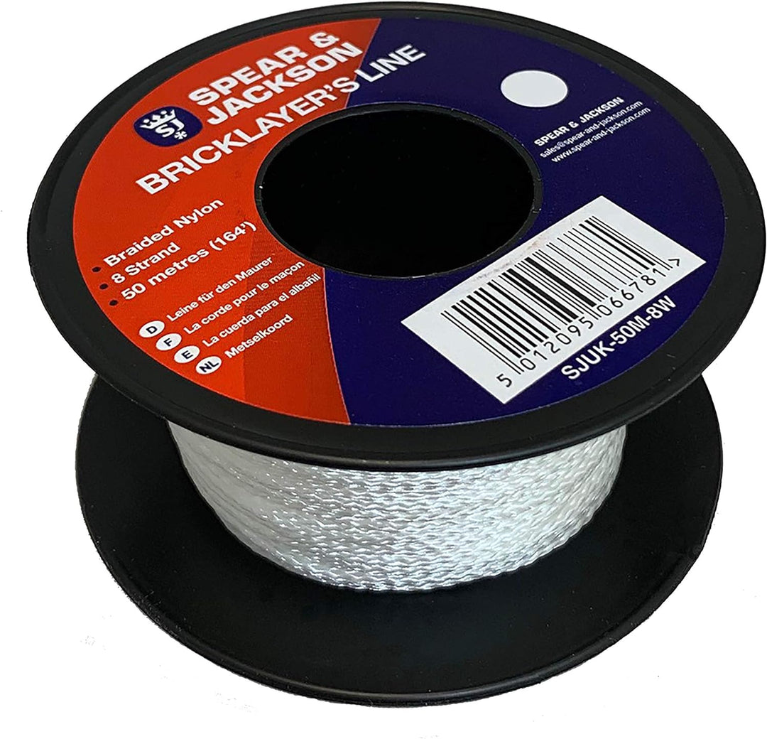 Spear & Jackson SJUK-50M-8W Maurerschnur, 50 m, Weiss, Box à 12 Stück White, White