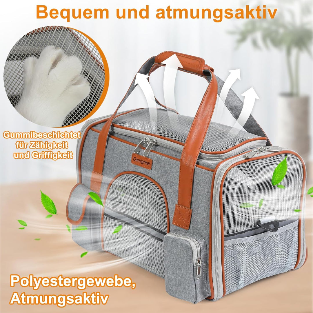 Demigreat Faltbare Transporttasche für Katze Hunde bis 7 kg, Atmungsaktiv Transportbox für Mitte Kle
