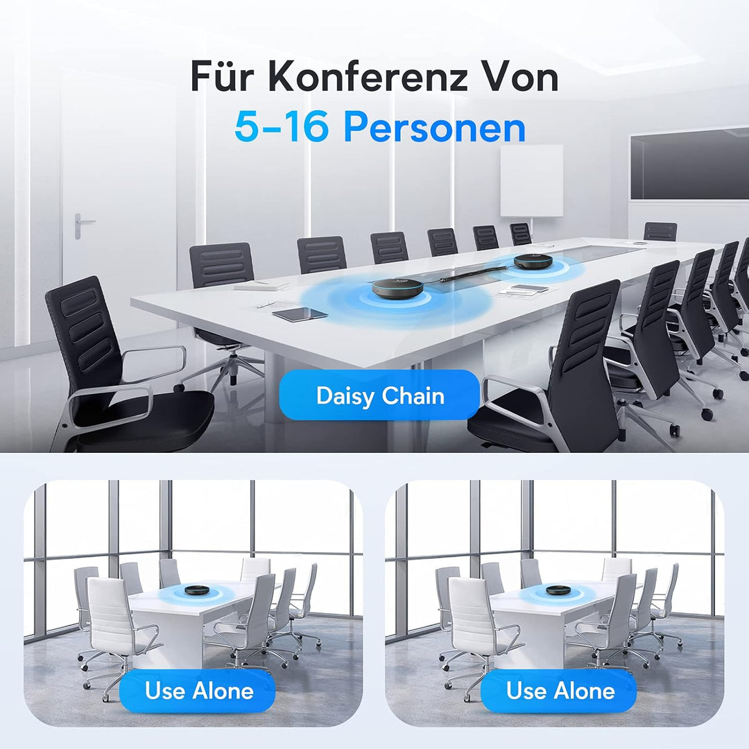 EMEET Bluetooth Konferenzlautsprecher Set - 2pcs Speakers mit Dongle, Konferenzlautsprecher mit Mikr