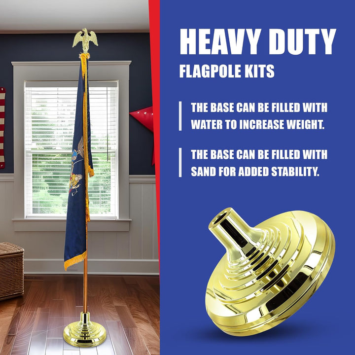 Super Tough Floor Stand Base for Indoor Flagpole – Metallic Gold