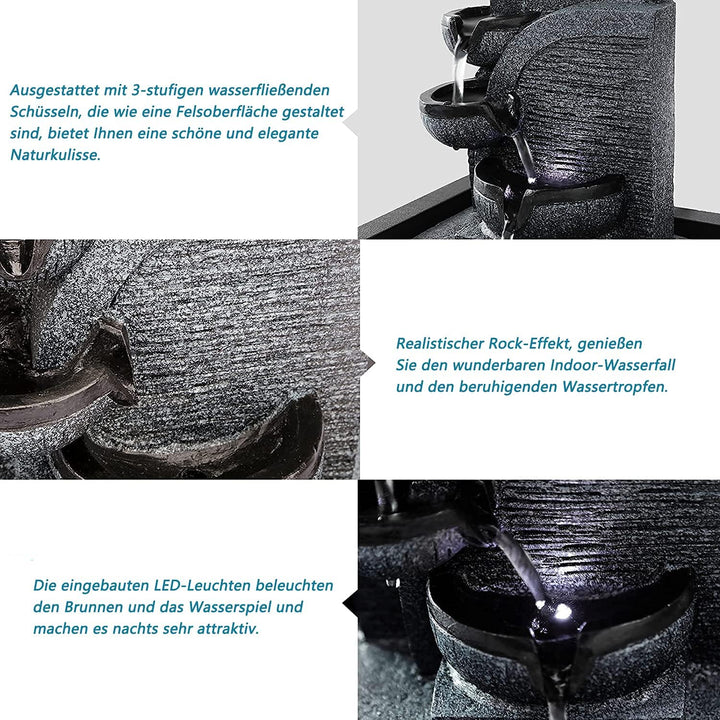 Dyna-Living Weisses Licht LED Zimmerbrunnen, Wohnzimmer Schreibtisch Brunnendekoration mit Beleuchtu