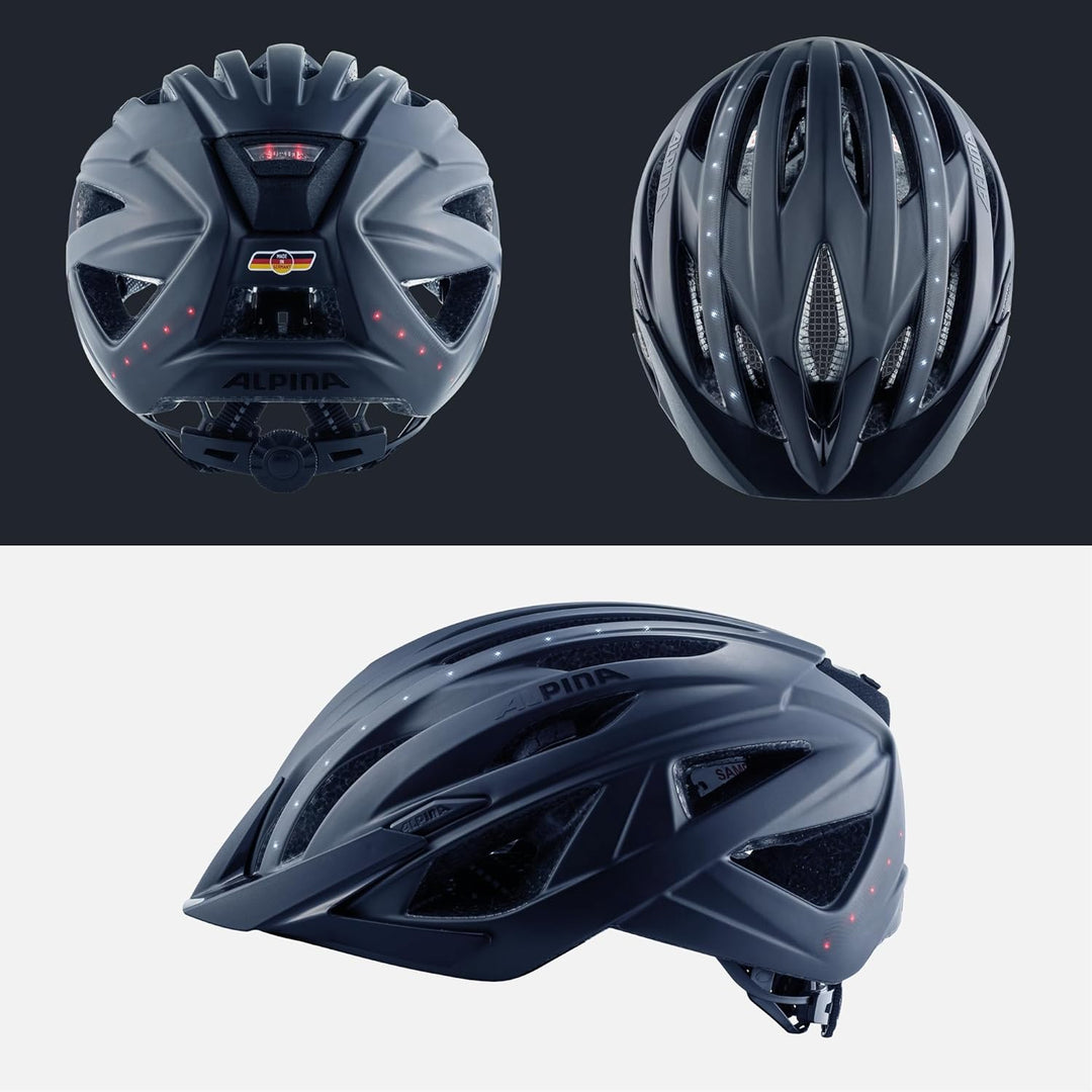ALPINA HAGA LED - Stossabsorbierender, Beleuchteter & Optimal Anpassbarer Fahrradhelm Mit Integriert
