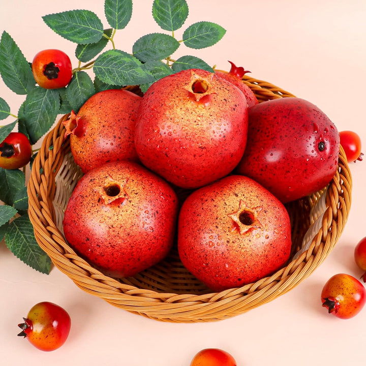 6 Stück Künstliche Granatäpfel, naturgetreues Kunstobst zur Dekor | Künstliche granatäpfel als obsts