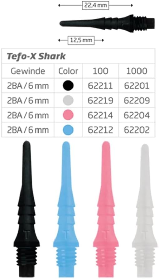 Bull´s Tefo-X Shark Softtip Dart Spitzen für E-Dart, 1000 Stück Rosa, Rosa