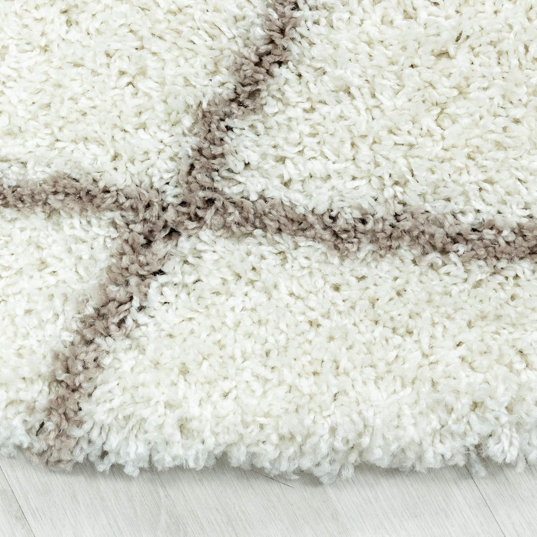 Shaggy Runder Hochflor Teppich Wohnzimmer Schlafzimmer Teppich Rund Deko Rautenmuster Modernes Desig