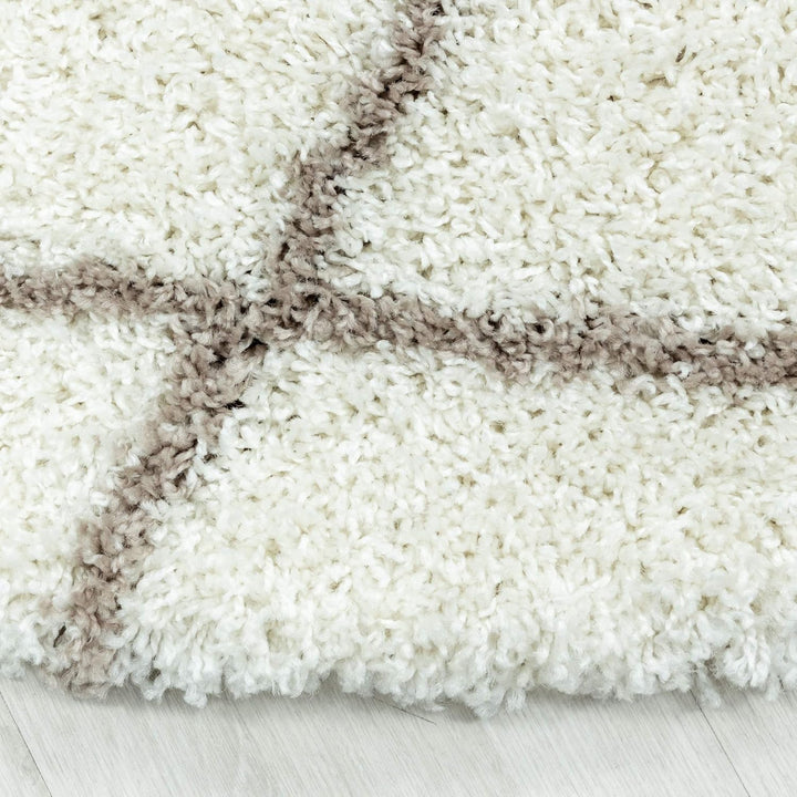 Shaggy Runder Hochflor Teppich Wohnzimmer Schlafzimmer Teppich Rund Deko Rautenmuster Modernes Desig