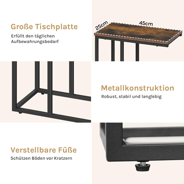 WOLTU Beistelltisch 2er Set Kaffeetisch Couchtisch Sofatisch Nachttisch Betttisch Laptoptisch, Geste