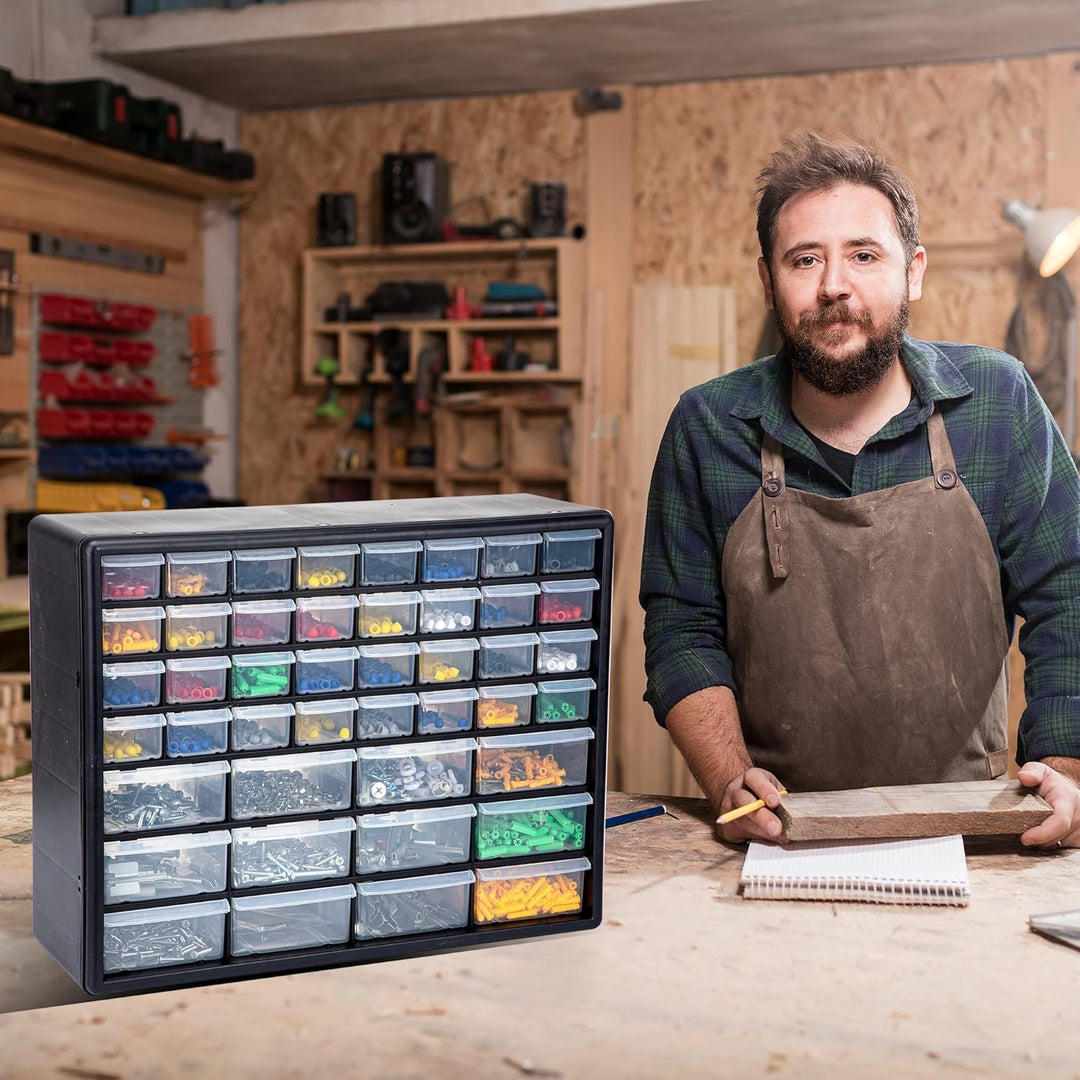 CraftGenes Schrauben-Aufbewahrungs-Organizer – 44-Schubladen Garage & Werkstatt-Box mit verstellbare