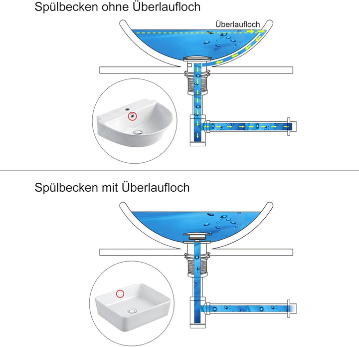 Siphon Universal für Waschbecken &amp; Waschtisch, KEOKBON Syphon &amp; Pop up Ventil Ablaufgarnitur mit Übe