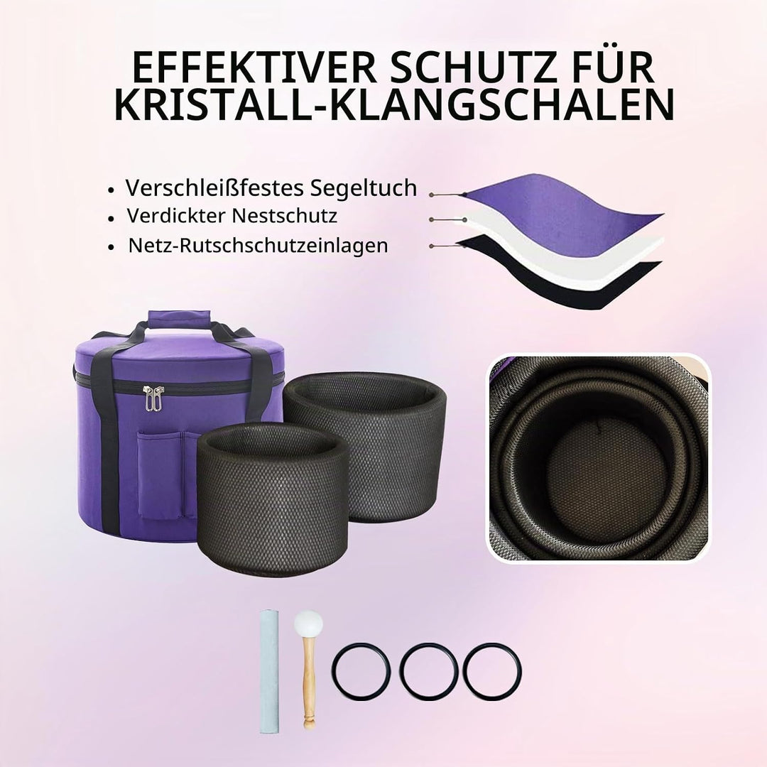 Hye-eun Kristall Klangschalen Set 3 Stück,8-12zoll AFC Note 432 Hz Crystal Singing Bowls Set, Medita
