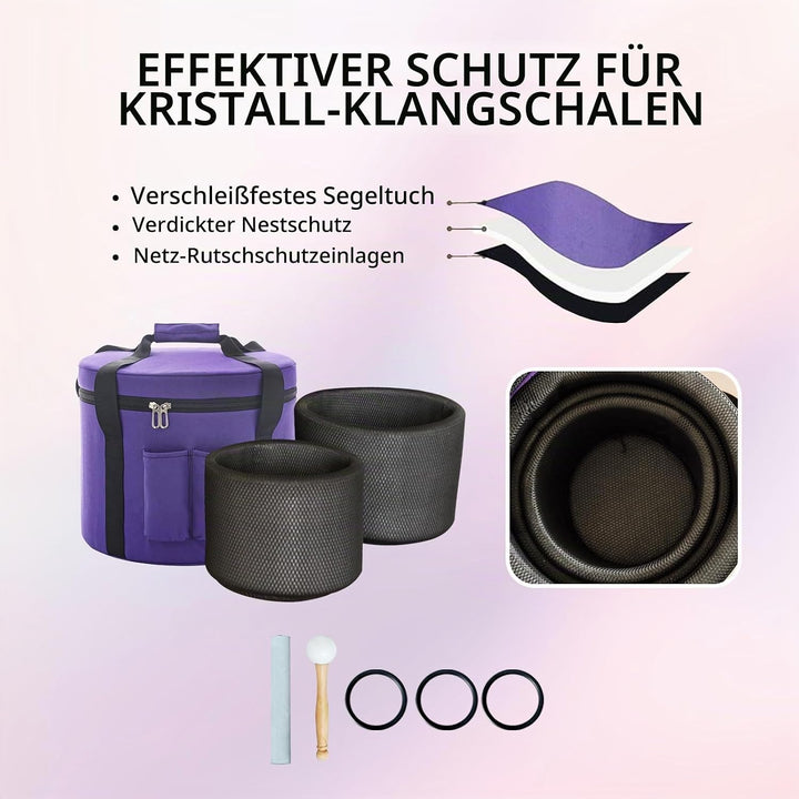Hye-eun Kristall Klangschalen Set 3 Stück,8-12zoll AFC Note 432 Hz Crystal Singing Bowls Set, Medita