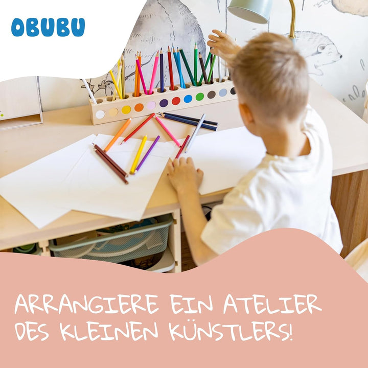 Obubu Montessori Schreibtisch Organizer Kinder - Stiftehalter Holz - Stifte Organizer - Stiftebox Ho