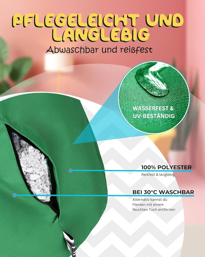 PATCH HOME Patchhome Sitzsack Tropfenform mit Reissverschluss Nachfüllbar - für In &amp; Outdoor - mit S