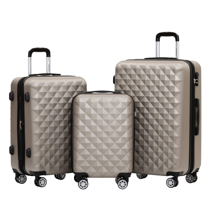 BEIBYE Zwillingsrollen 2066 Hartschale Trolley Koffer Reisekoffer Gepäck M-L-XL-Set (Champagner, Set