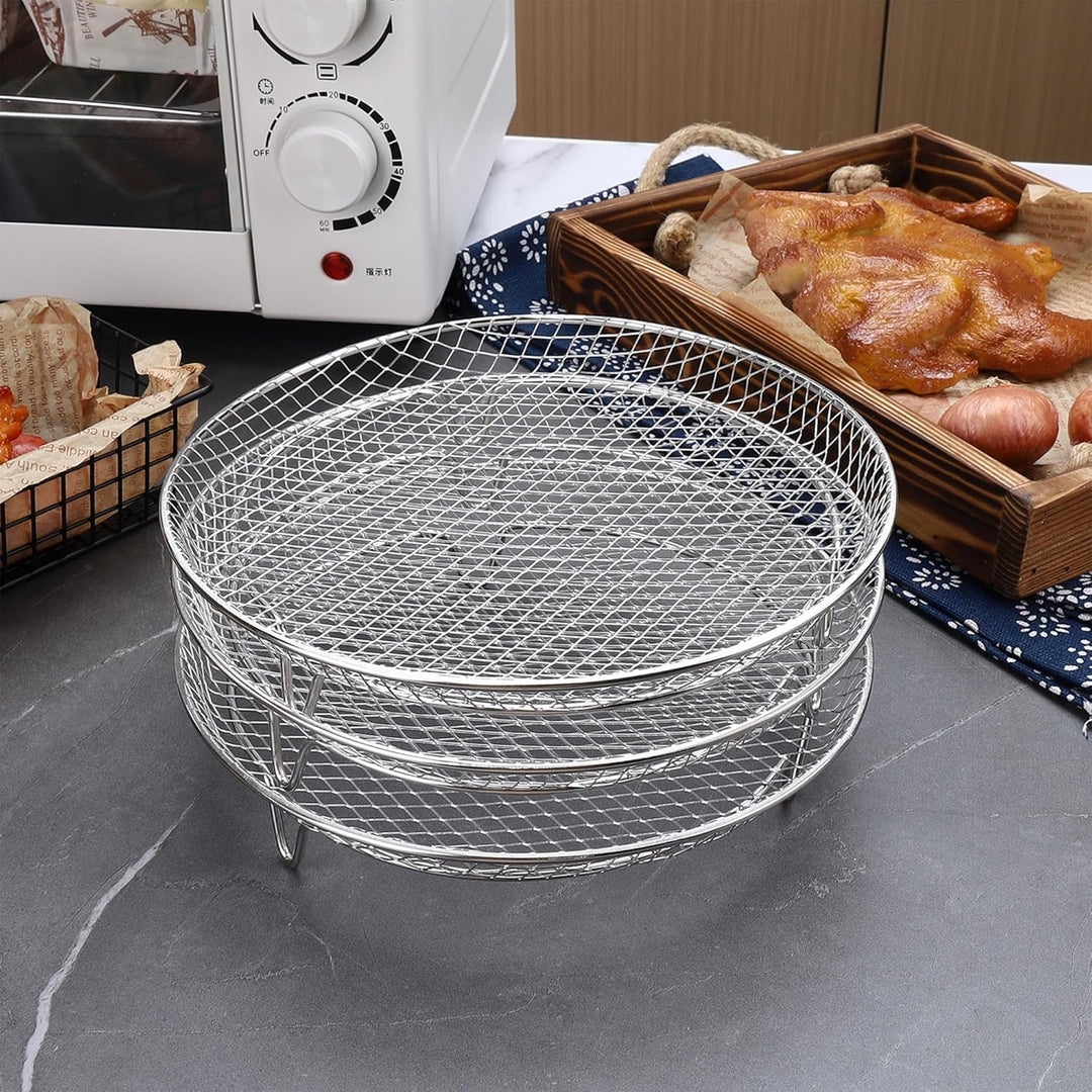 YUEMING Heissluftfritteuse Zubehör, 3 Layers Air Fryer Rack for Air Fryer Ofen Backen Braten mit Sil