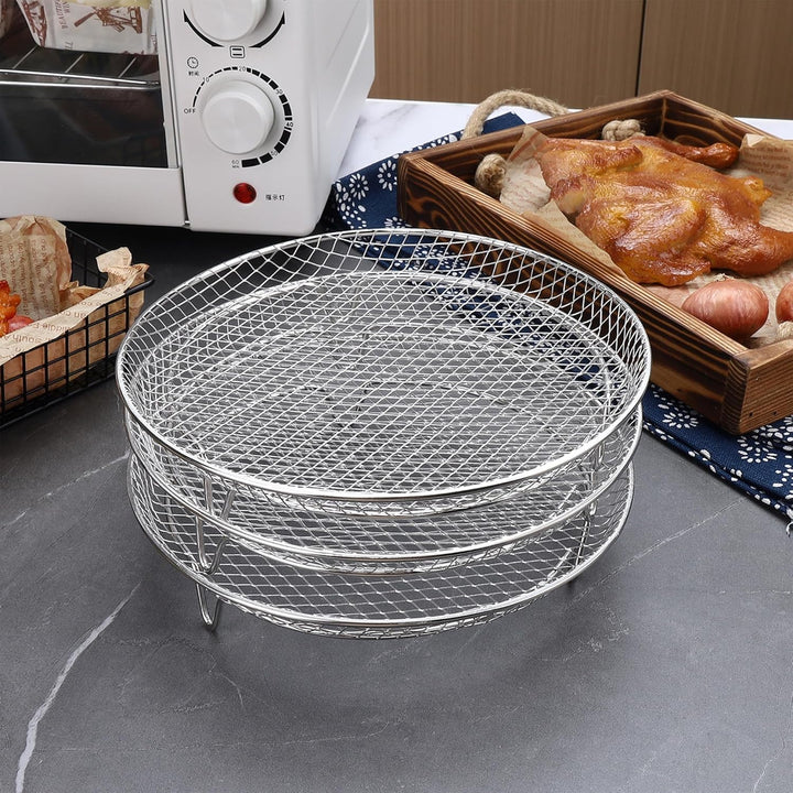 YUEMING Heissluftfritteuse Zubehör, 3 Layers Air Fryer Rack for Air Fryer Ofen Backen Braten mit Sil