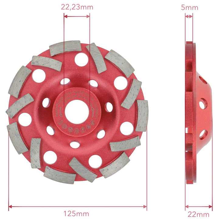PRODIAMANT Diamant Schleiftopf Extra Speed Beton 125 mm x 22,2 mm Schleifteller für Beton Fliesenkle