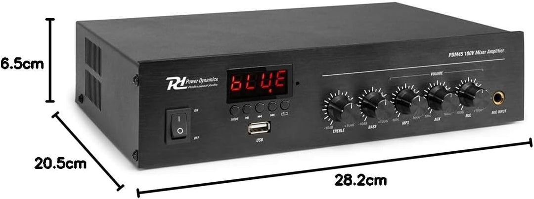 Power Dynamics PDM45 - Verstärker mit Bluetooth und Radiofunktion 45 Watt, 100 Volt Radio-Verstärker