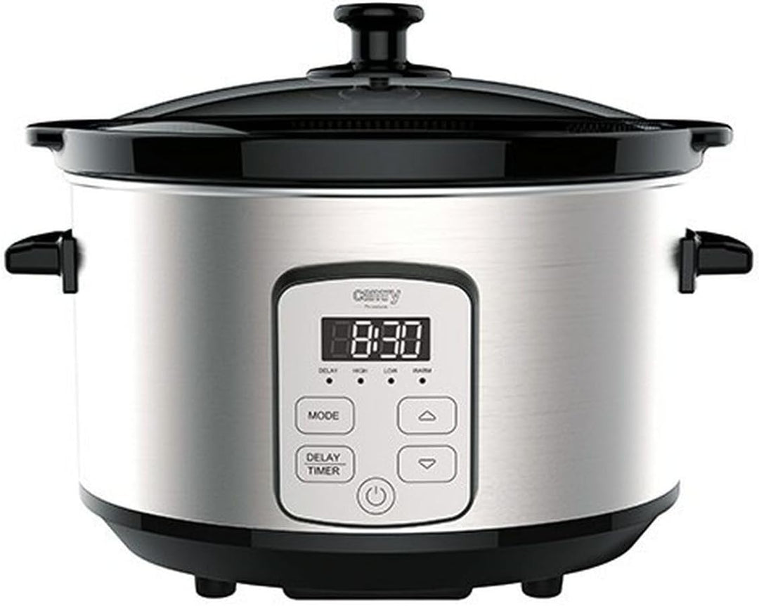 Camry Langsamkocher mit 4,7 l Fassungsvermögen, Keramiktopf, Deckel aus gehärtetem Glas, Warmhaltefu