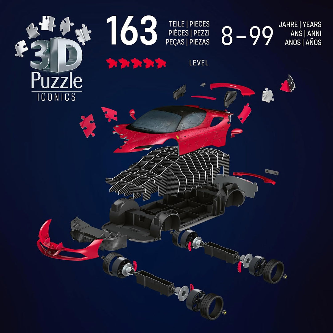 Ravensburger 3D Puzzle Iconics: 12008041 Ferrari SF90 Stradale - Der ikonische Supersportwagen aus M