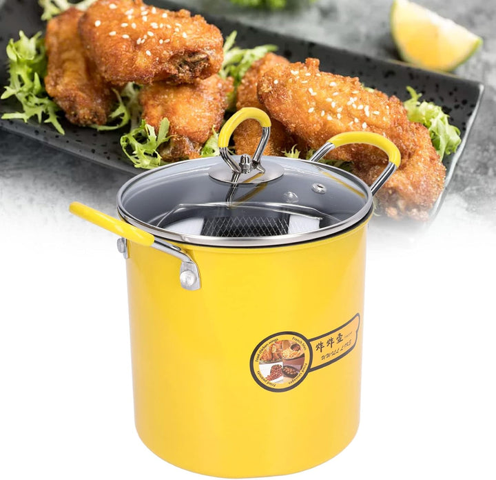 Friteuse, 3L Mini Fritteusen Topf, Edelstahl-Fritteusen-Topf mit Sieb Multifunktionale Fritteuse mit