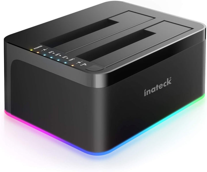 Inateck RGB Festplatten Dockingstation USB 3.0 mit Offline-Klonfunktion, für 2.5 u. 3.5 Zoll SATA HD