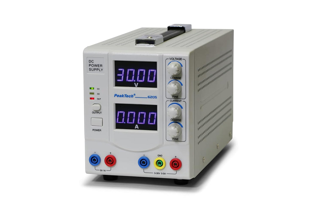 PeakTech Digtial Labornetzteil - Labornetzgerät 0-30V / 0-5A DC, stabilisiert, linear regelbar, 1 St