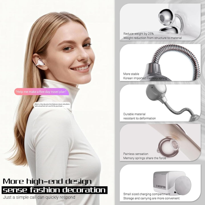 Dmooster D95 Kabellose Kopfhörer–Immersiver Klang, Kreatives Design Clip-On-Open-Ear-Kabellose Ohrhö