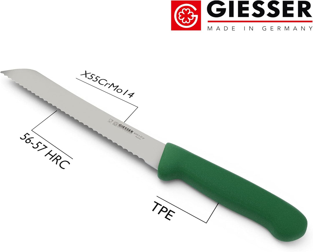 Giesser seit 1776 - Made in Germany - Brotmesser grün, Basic Green, Klinge 21 cm, Wellenschliff, rut
