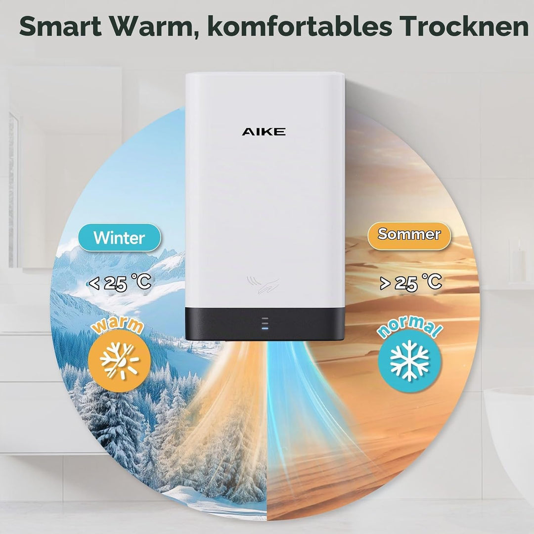 AIKE AK2822 ABS Händetrockner, Energiesparender elektrischer Hochgeschwindigkeits-Händetrockner, Aut
