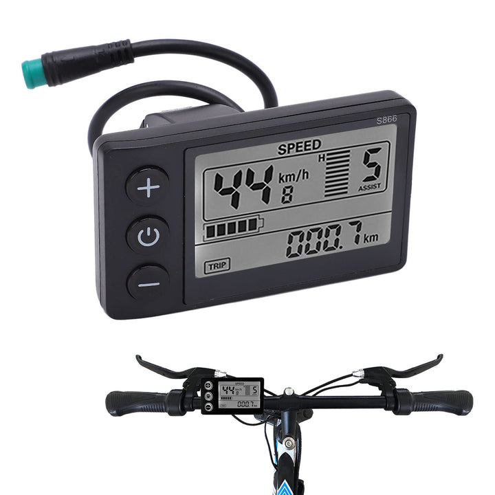 Dioche Elektrofahrrad Display, Elektrofahrrad S866 LCD-Anzeige 24 V, 36 V, 48 V, Bedienfeld mit wass